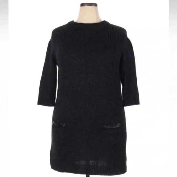 Milly Dark Grey Black Virgin Wool Sweater Sheath Dress Zipper Back Size Small S - Picture 1 of 5